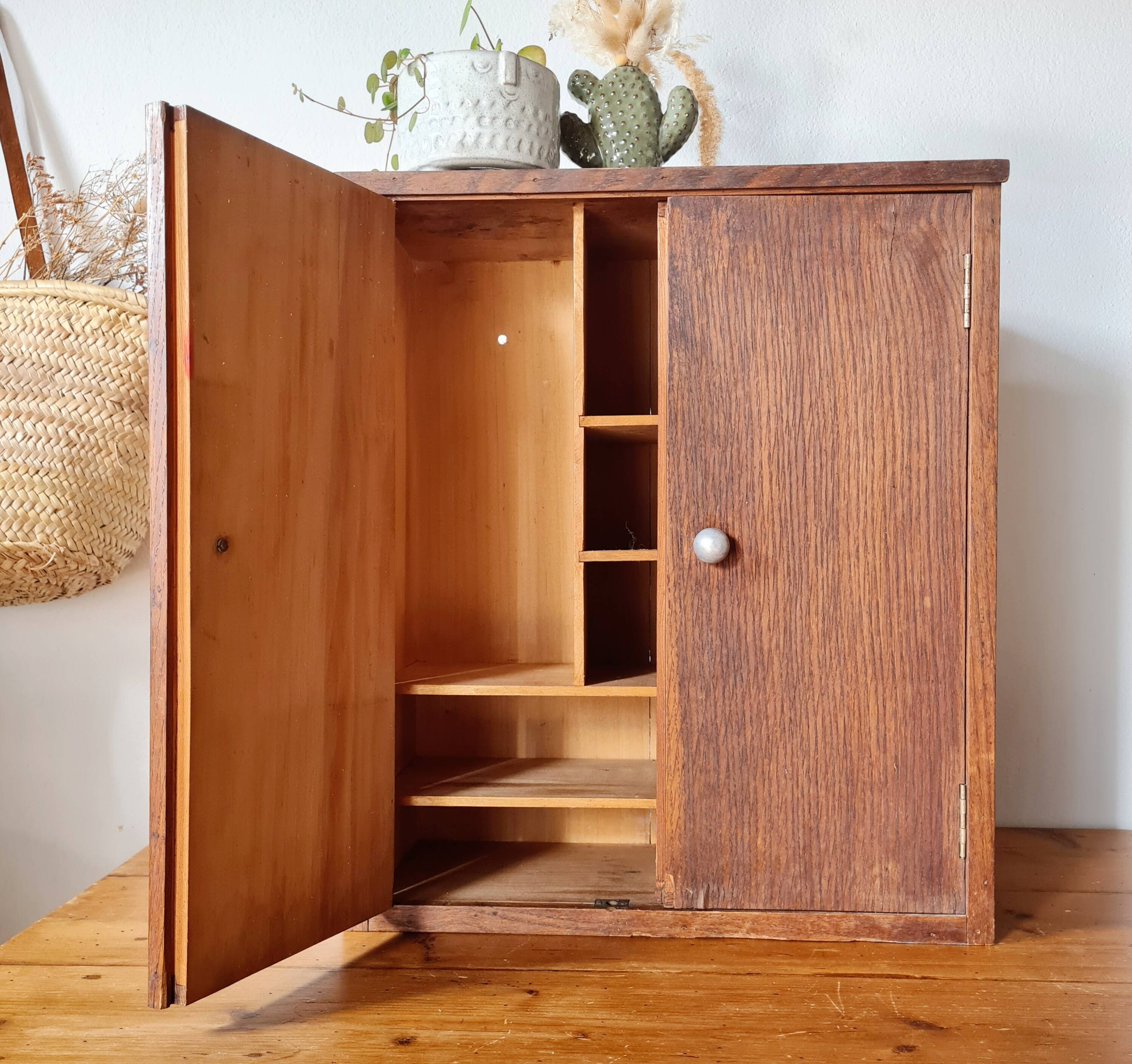 Vintage wooden medicine cabinet from the 1950s.