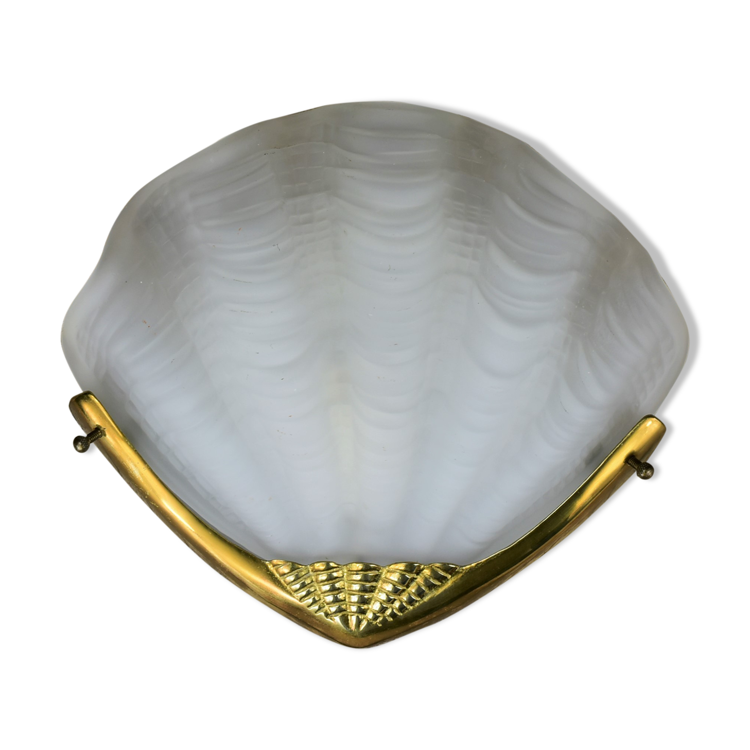 Shell wall lamp, glass and brass.