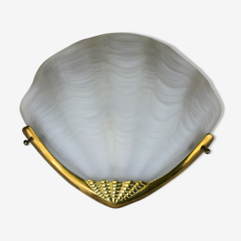 Shell wall lamp, glass and brass.