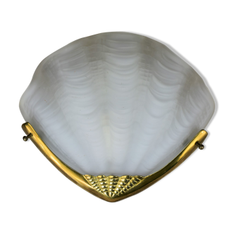 Shell wall lamp, glass and brass.