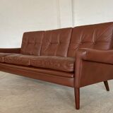 Danish mid-century Svend Skipper cognac 3 person sofa & lounge chair 1960s