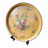 Old and large painted sheet metal tray / late 19th century