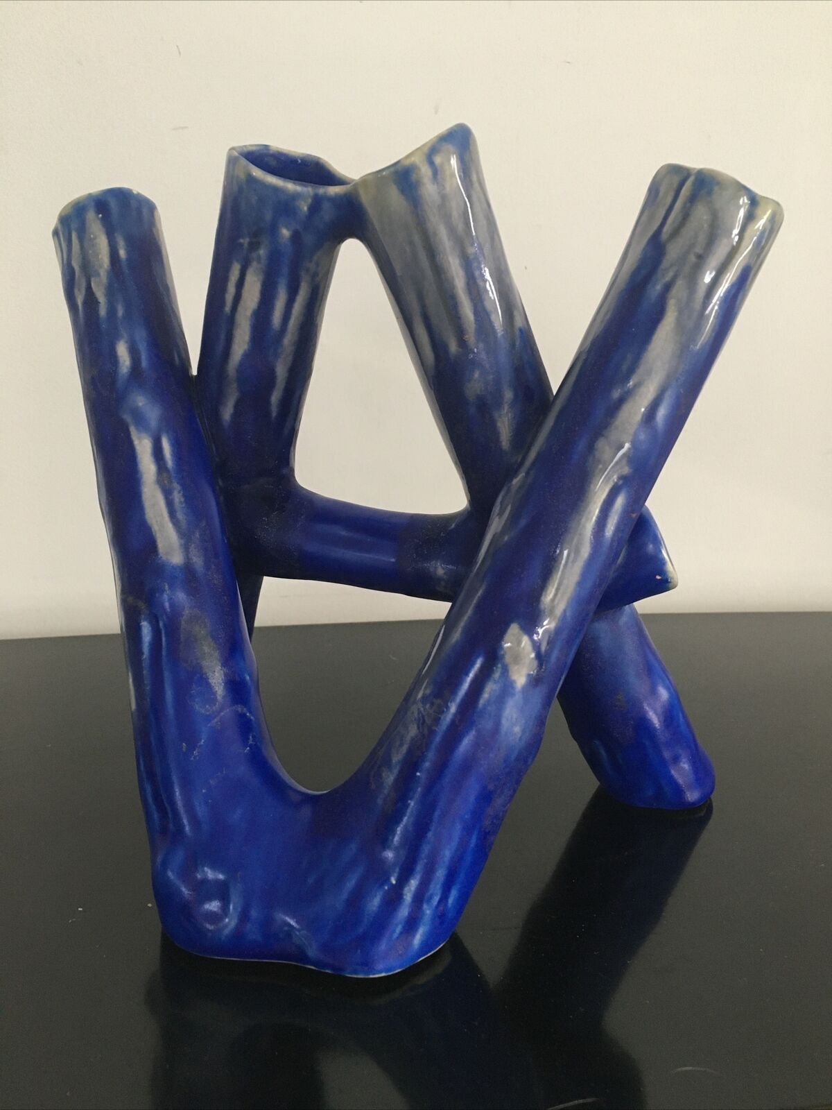 Blue vase ceramic soliflore