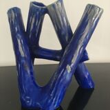 Blue vase ceramic soliflore