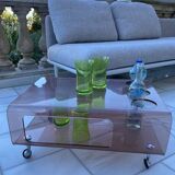 smoked plexi table on wheels