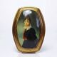 Small vintage Venetian oil on wood convex medallion portrait.