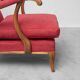 Pair of vintage armchairs attributed to Paolo Buffa in red fabric from the 1950s.