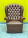 Original English Chesterfield Wingback Chair - Vintage Cognac Leather