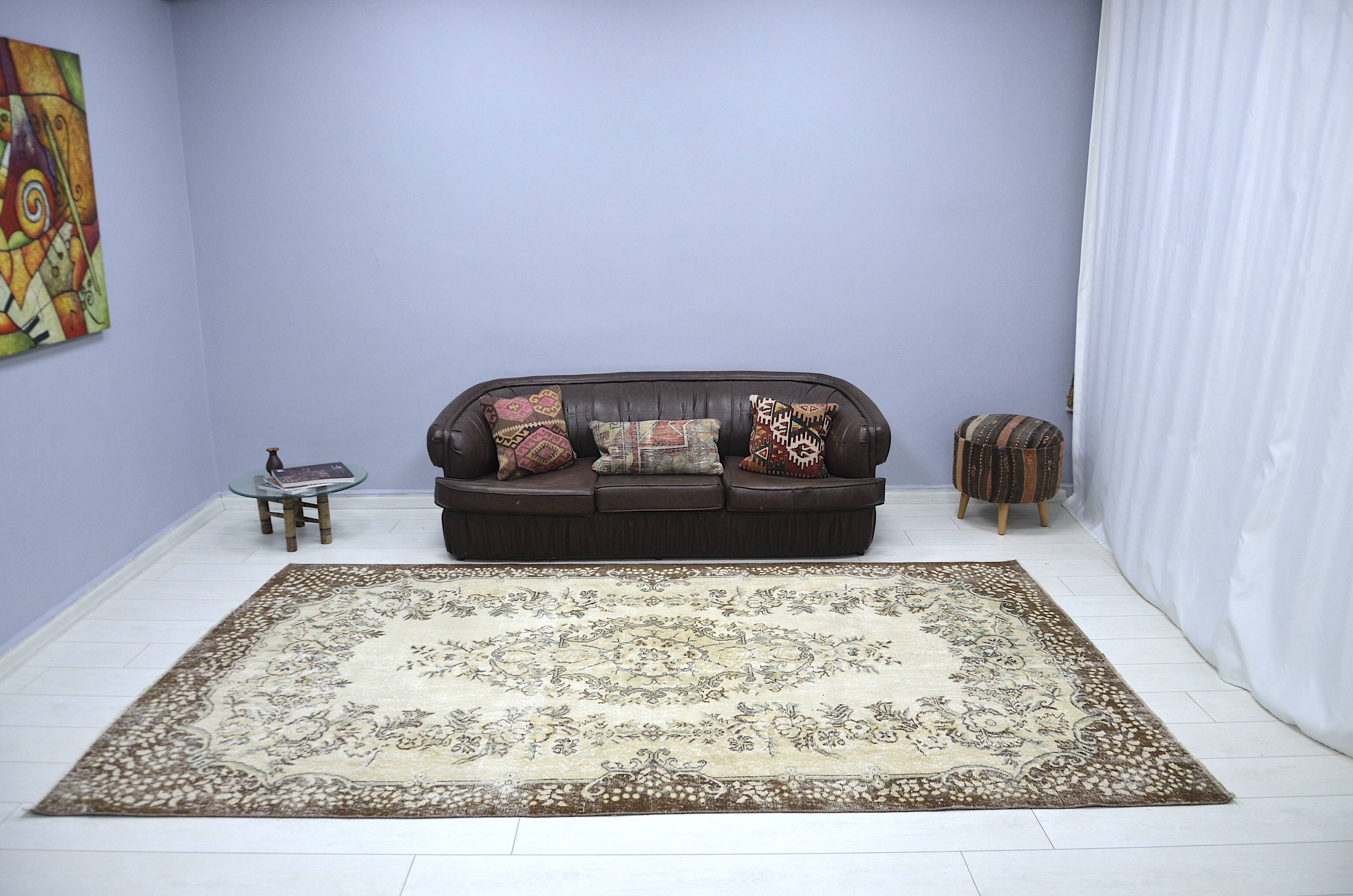 Beige & Brown Turkish Handmade Wool Rug sku 2257.