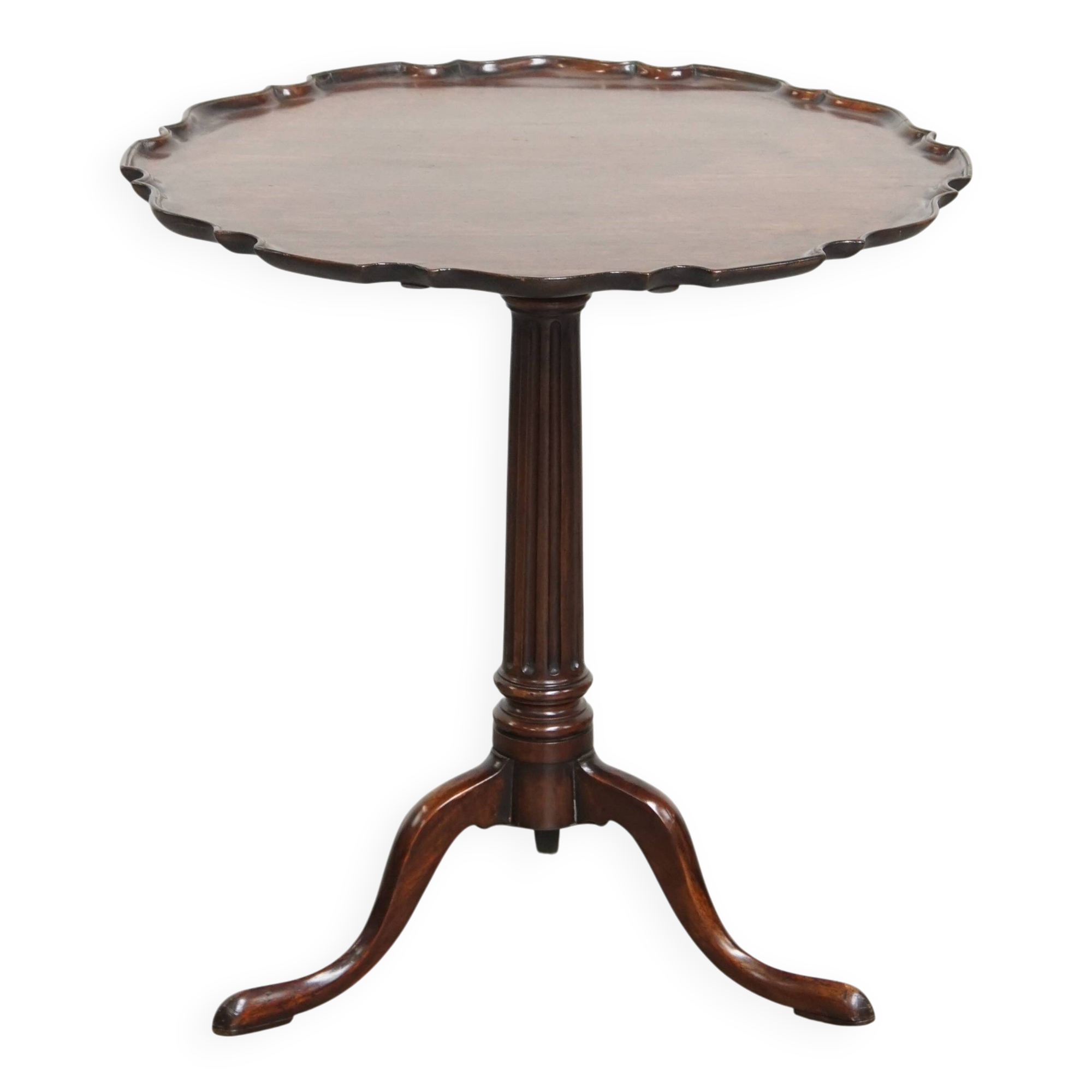 Antique 19th-Century English Wine/Tilt-Top Table with One-Piece Top