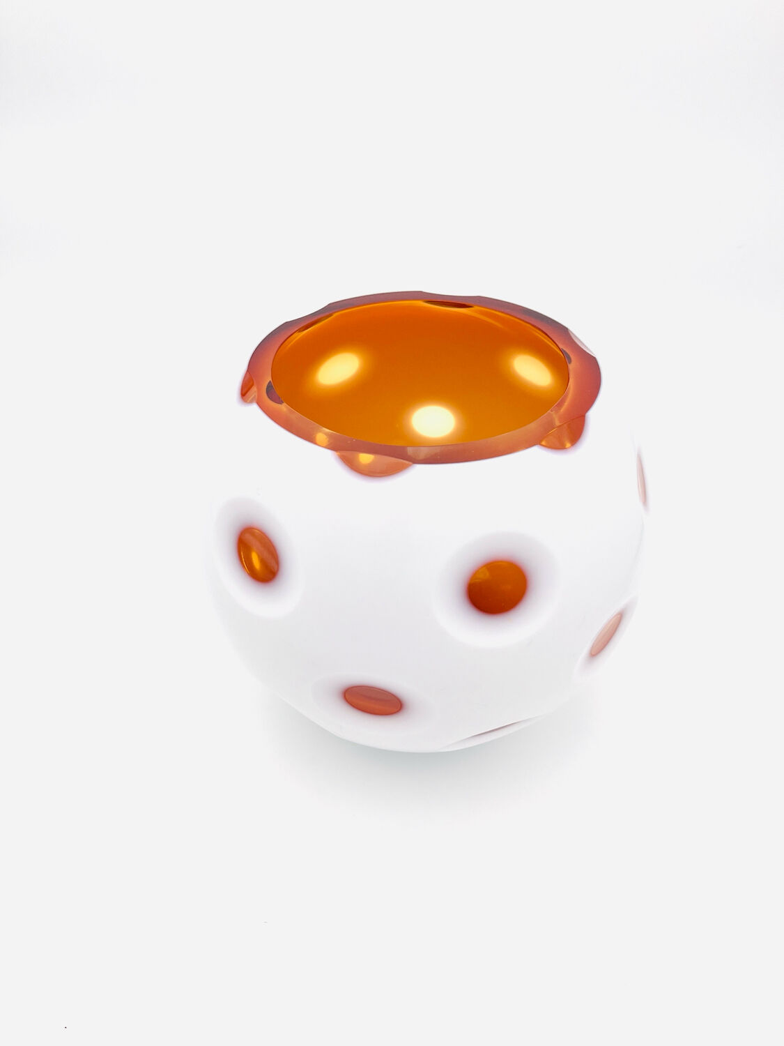 Monumental Vase IVV Italy – Art Glass Opaline & Amber – 4.2kg – 24cm