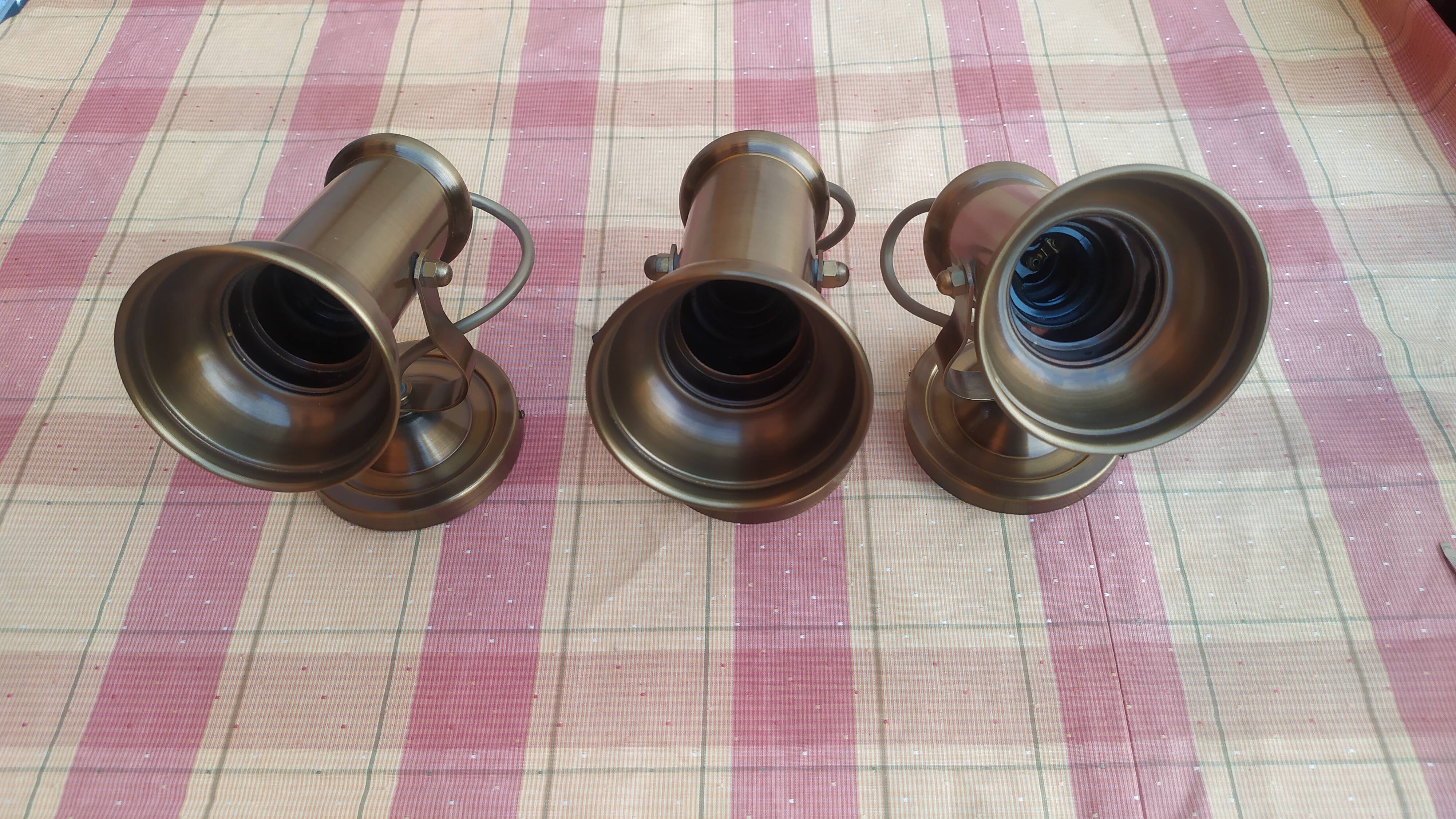 3 brass spotlights