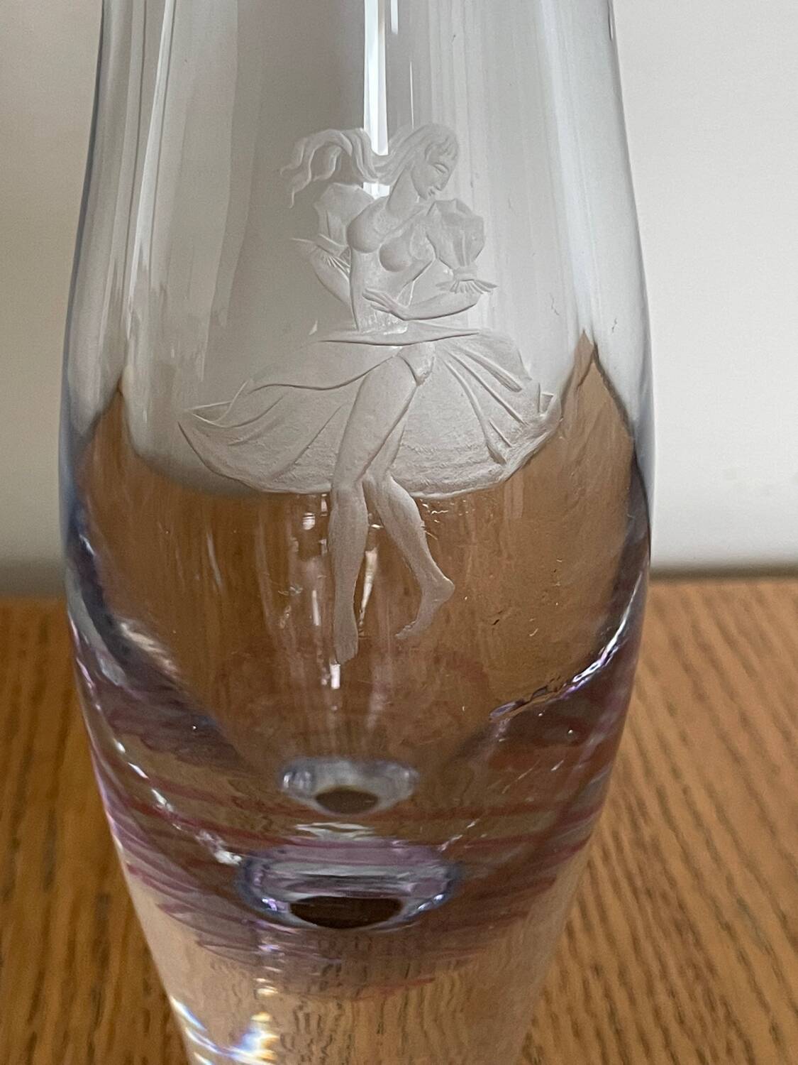 Kosta Boda Vintage Blown Glass Vase - Dancer & Purple Spiral