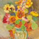 Colorful Bouquet of Flowers, Acrylic on Plate, 41 x 50 cm