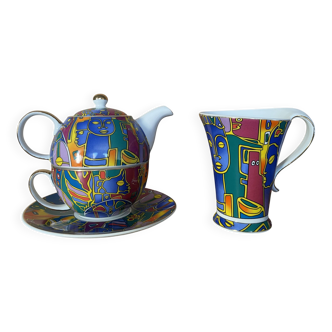 Teapot and cups "So French" galleon design