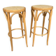 Set of 2 vintage rattan bar stools