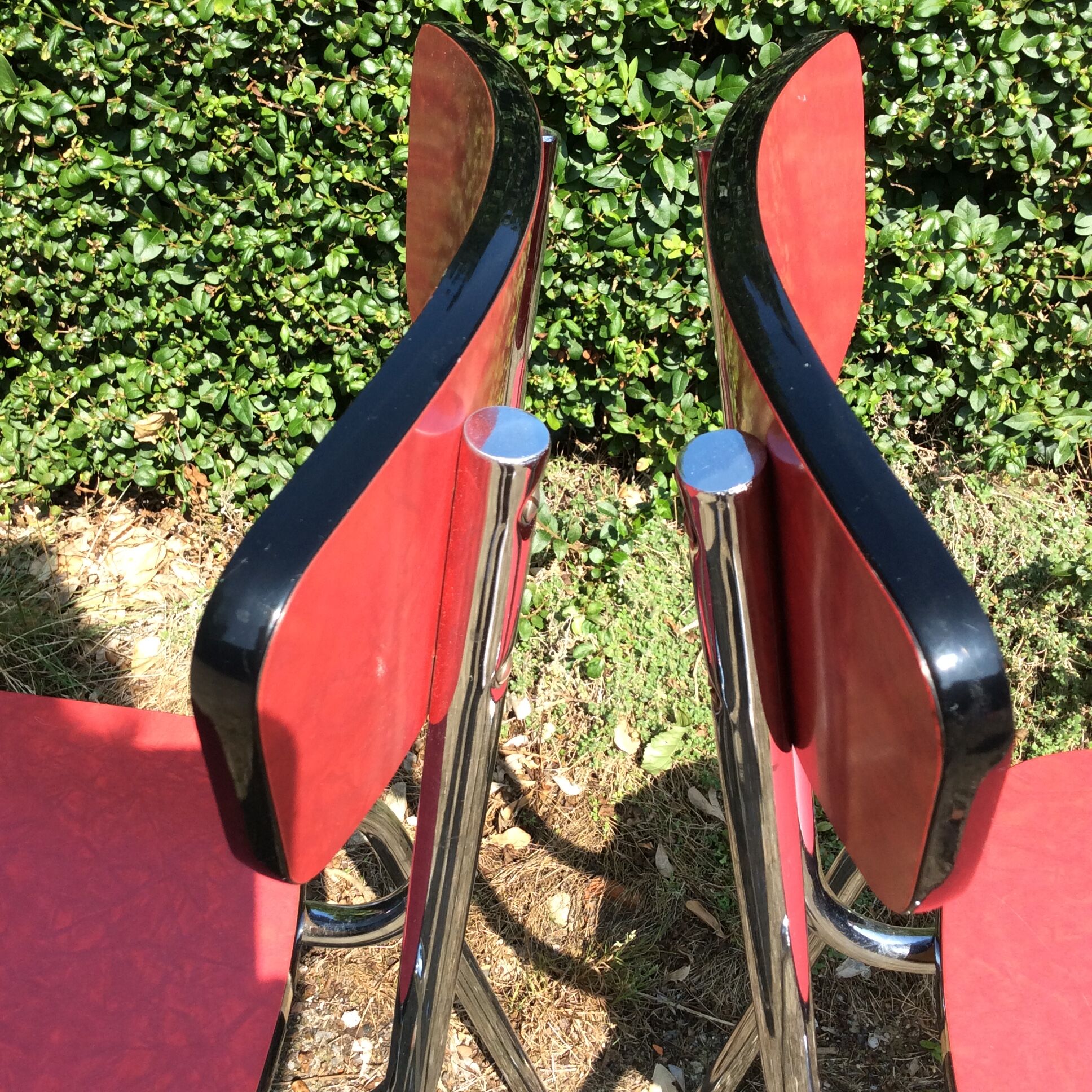 Pair of red Formica chairs from the 70s