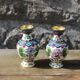 Two small vintage cloisonné enamel vases with Asian floral decoration.