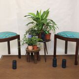Pair of 50/60 design stools, jacquard fabric.