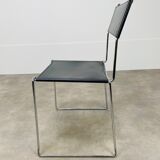 4 chairs Spaghetti Giandomenico Belotti black leather for Alias