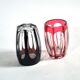 SAINT-LOUIS set of 2 crystal double overlay red engraved shooter glasses