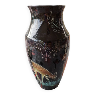 Art Deco vase from the 60s with deer designs
