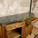 Buffet Louis XV en merisier – 4 portes, dessus marbre vert des Alpes