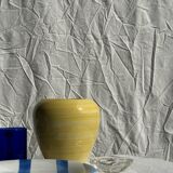 3 large Italian plates with blue stripes and lemons pattern