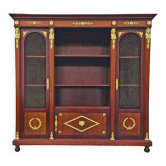 St Empire Bookcase Signed Schmidt Paris Mahogany Gilt Bronze