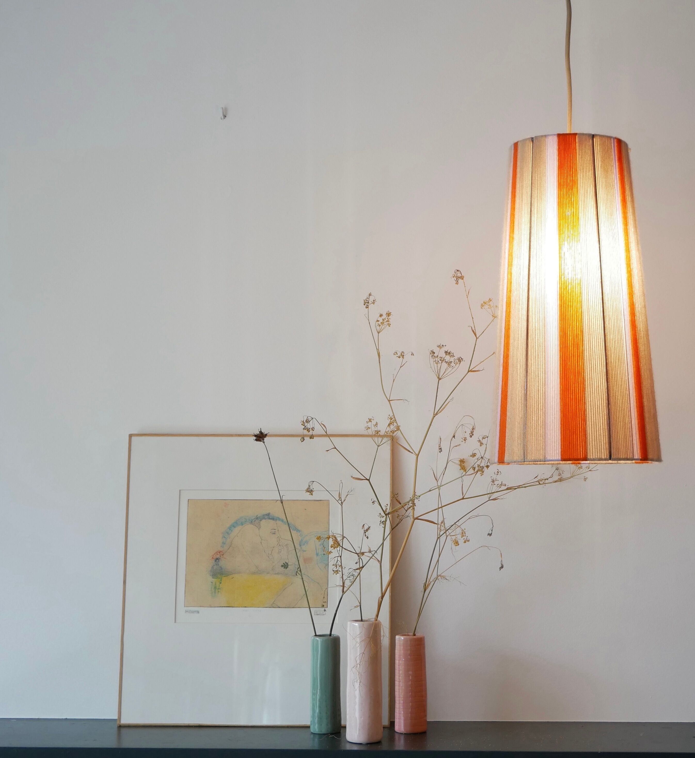 Garance model pendant lamp - hand-woven lamps - Unique woven yarn shade - t pendant lamp