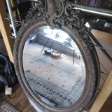 Napoleon iii period oval medal mirror, louis xv style, beveled glass