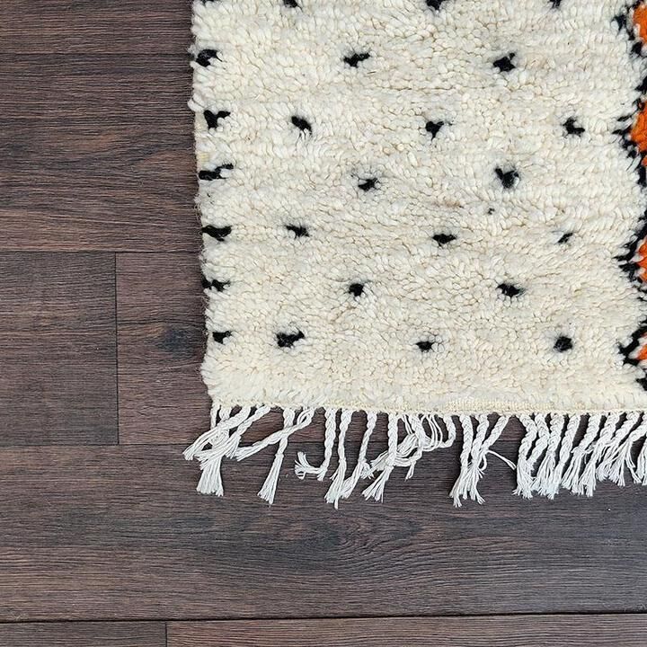 Berber carpet orange and black pea patterns 85 X 140 cm
