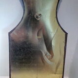 Oriental style brass and copper mirror 35x18cm
