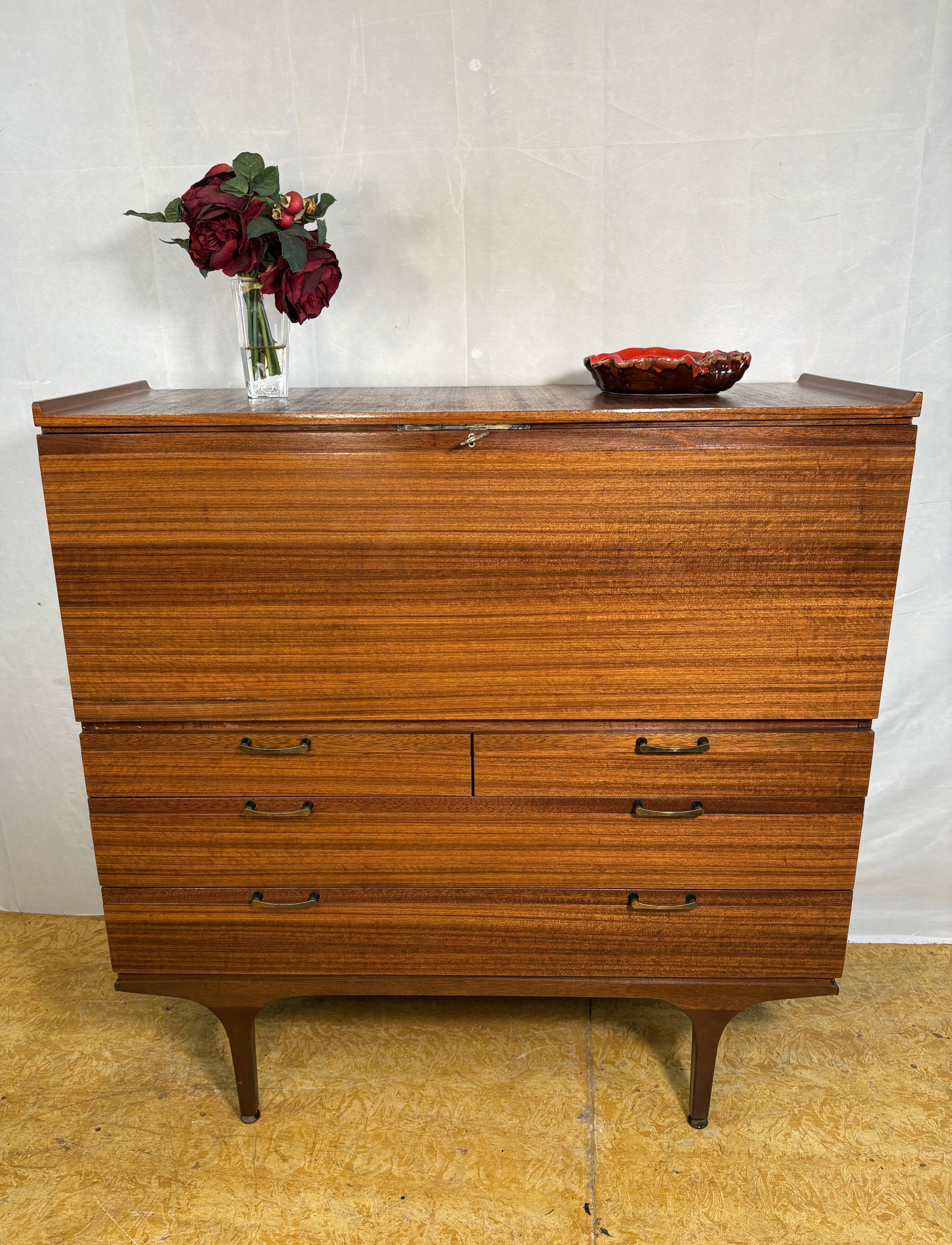 Mid-Century Retro Vintage Teak Bureau / Desk by Meredew 1960  Large Writing