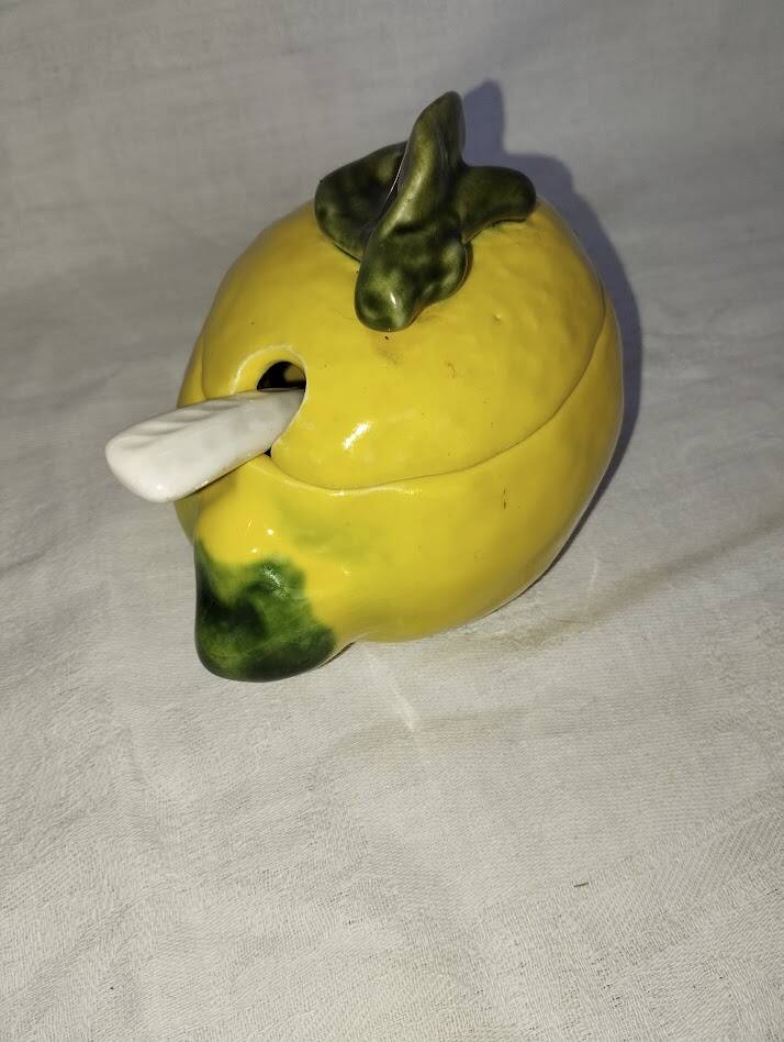 Lemon confit jar – Glazed earthenware – 1960s–70s – Vintage