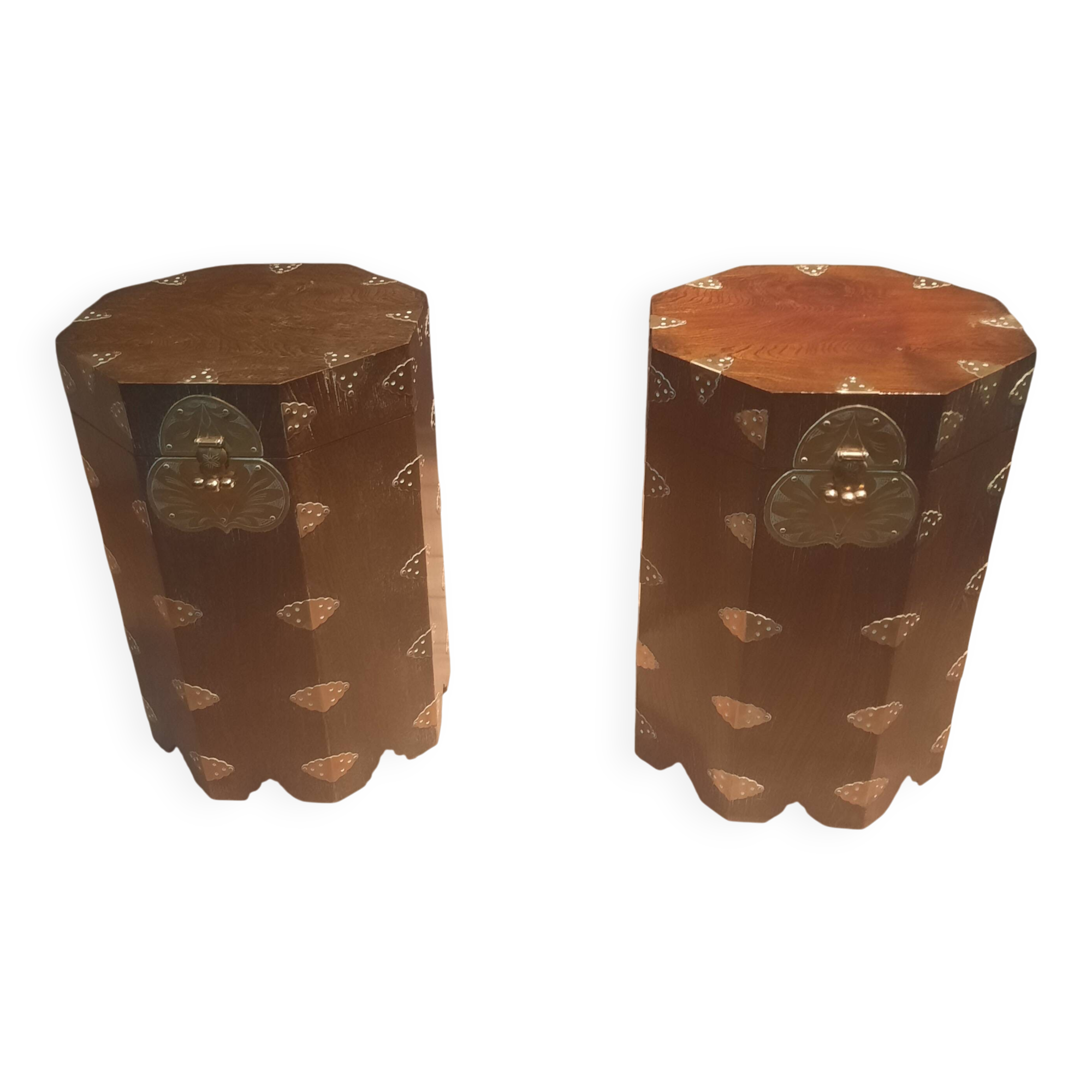 Paire de tabouret coffre octogonal d'extreme orient