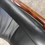 Vintage black leather rocking chair