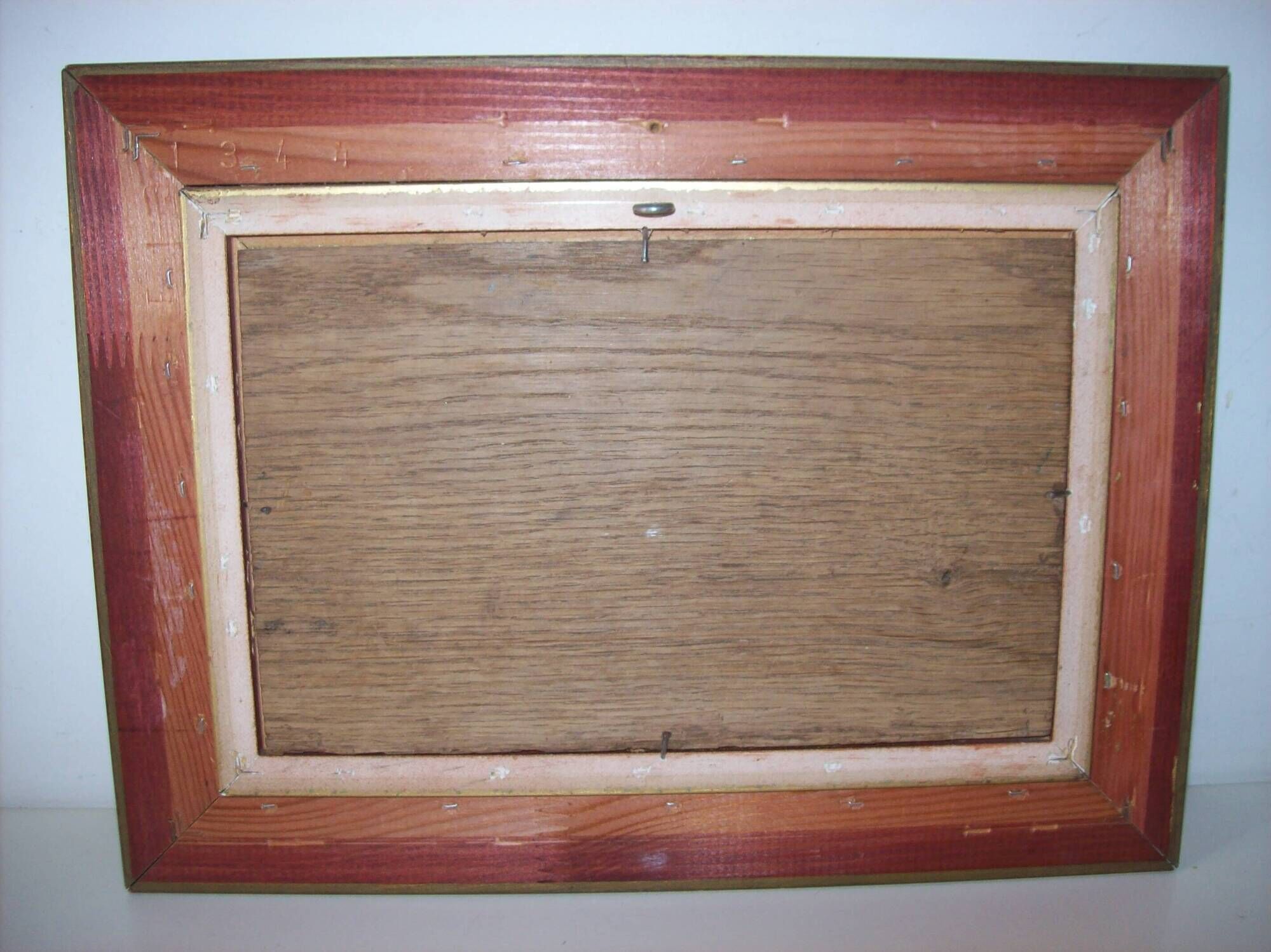 Oil on wood panel rooster and hens signed