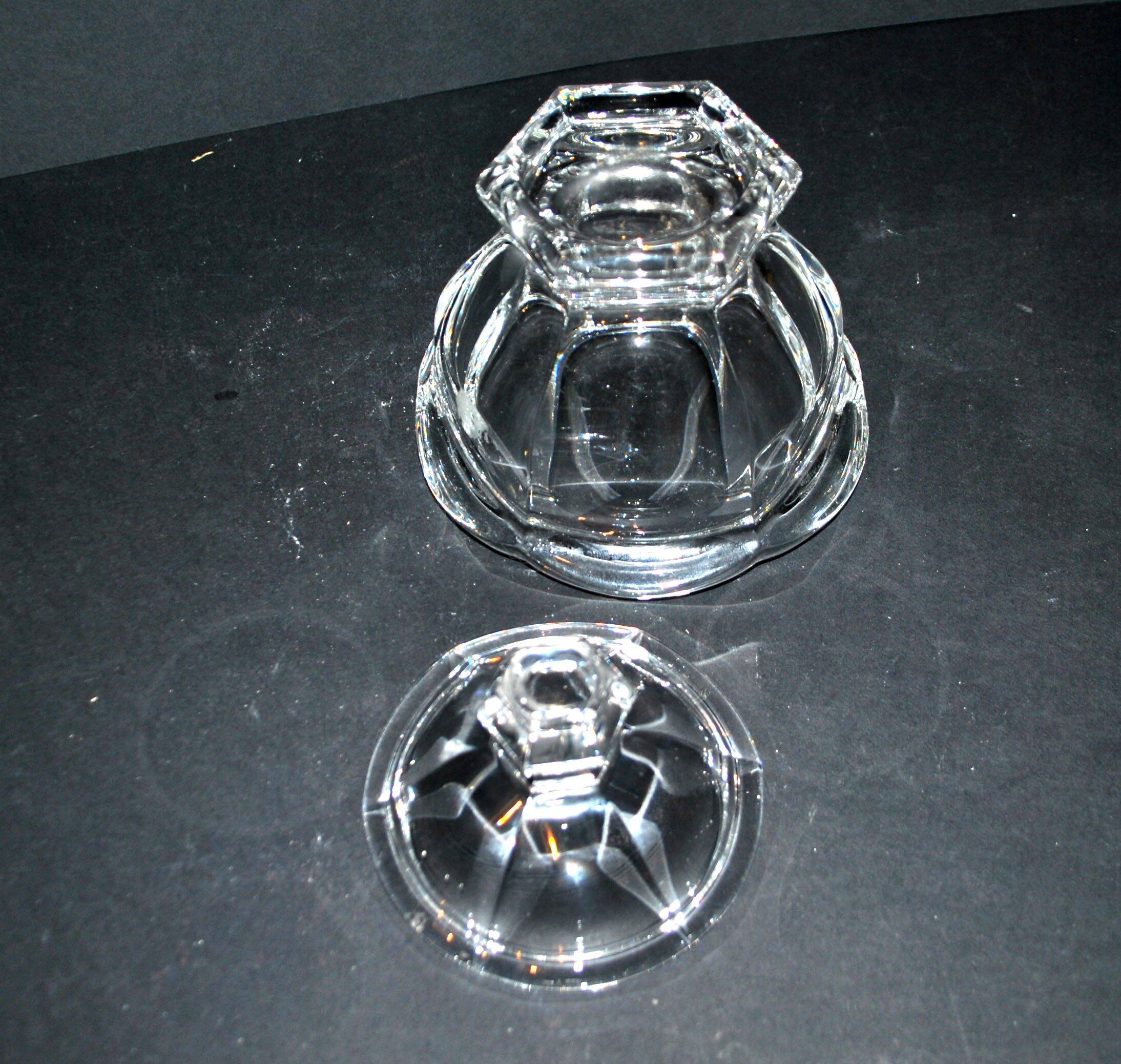 Baccarat Harcourt Missouri Flat Ribbed Crystal Sugar Bowl - Defect