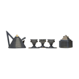 Tea set "Nefertiti" in grey and gold Matteo Thun ceramic for Memphis Milano 1981