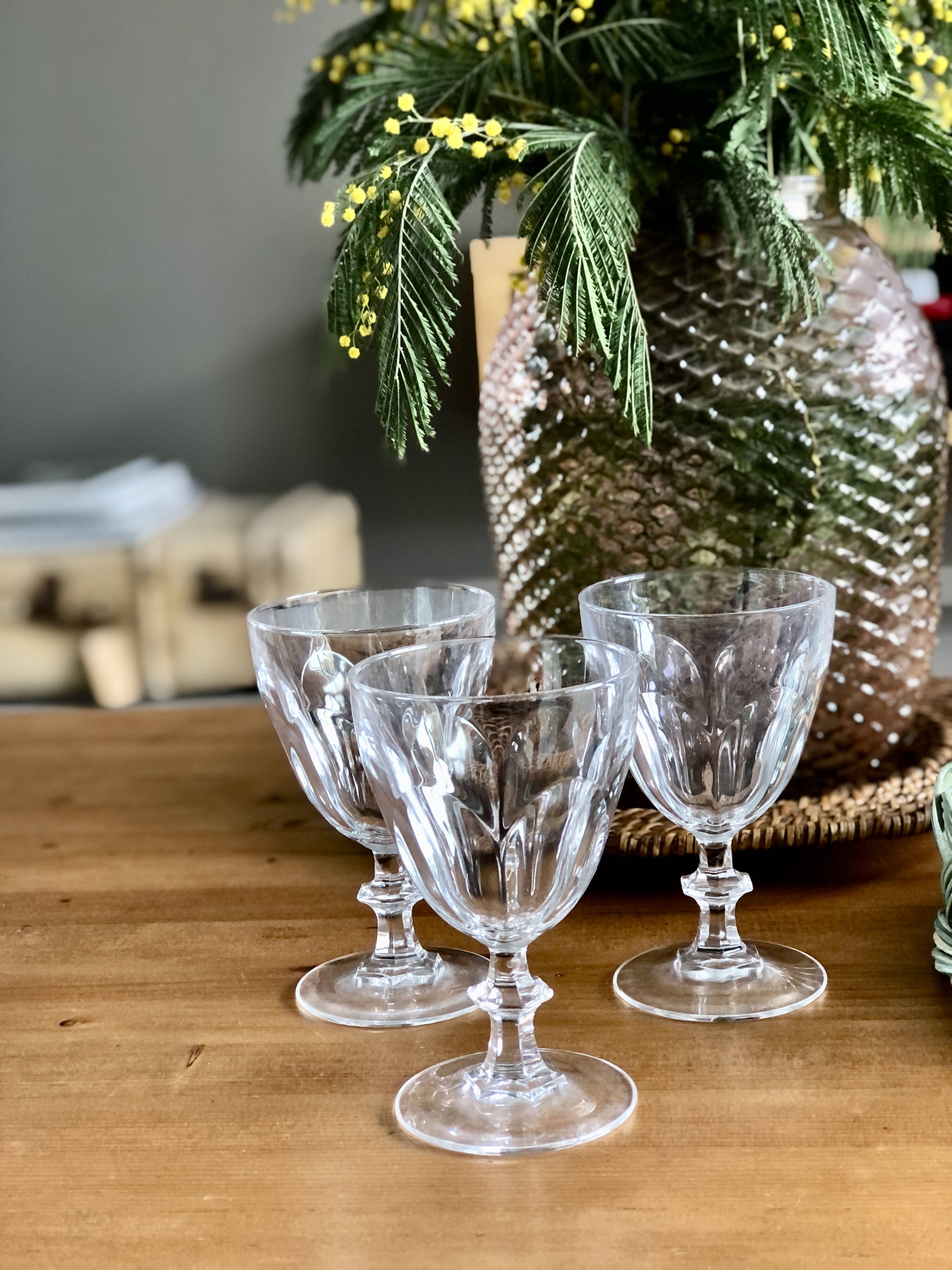 Set of 3 Arques crystal stemmed glasses Rambouillet model