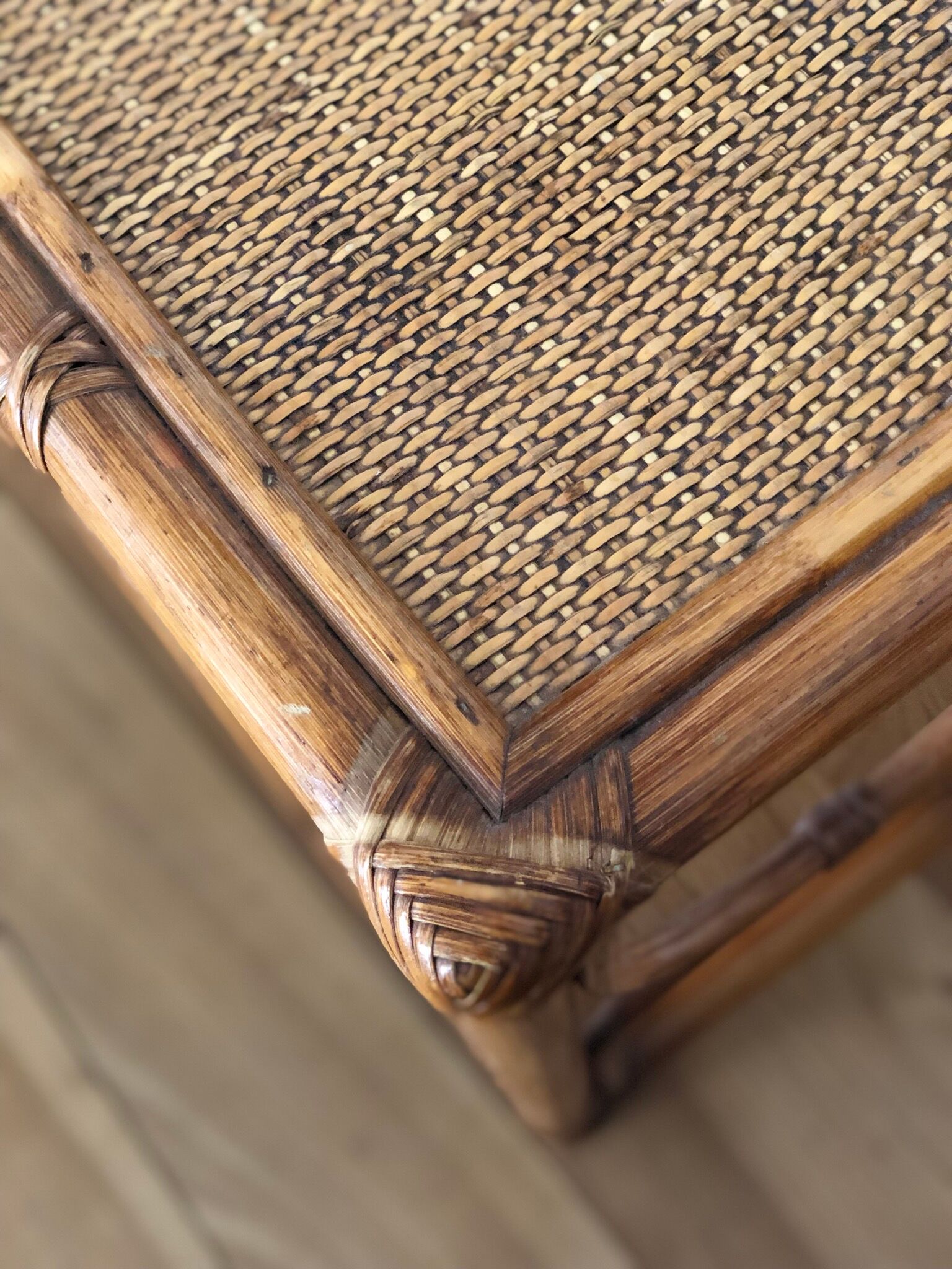 Rattan and bamboo coffee table