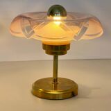 Pair of Art Deco bedside lamps in brass and etched glass