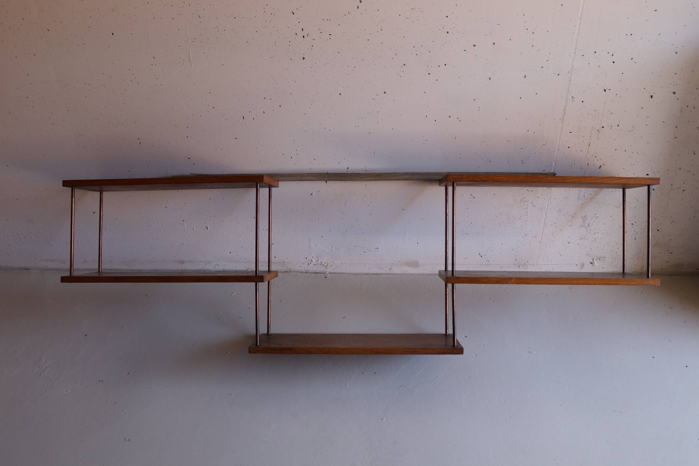 oak and copper shelf from the 50s