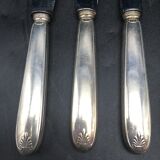 6 table knives in silver metal model coquille