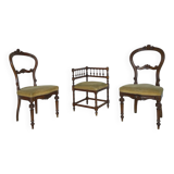 2 chaises et 1 chaise de coin italiennes, années 1950