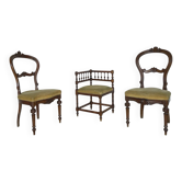 2 chaises et 1 chaise de coin italiennes, années 1950