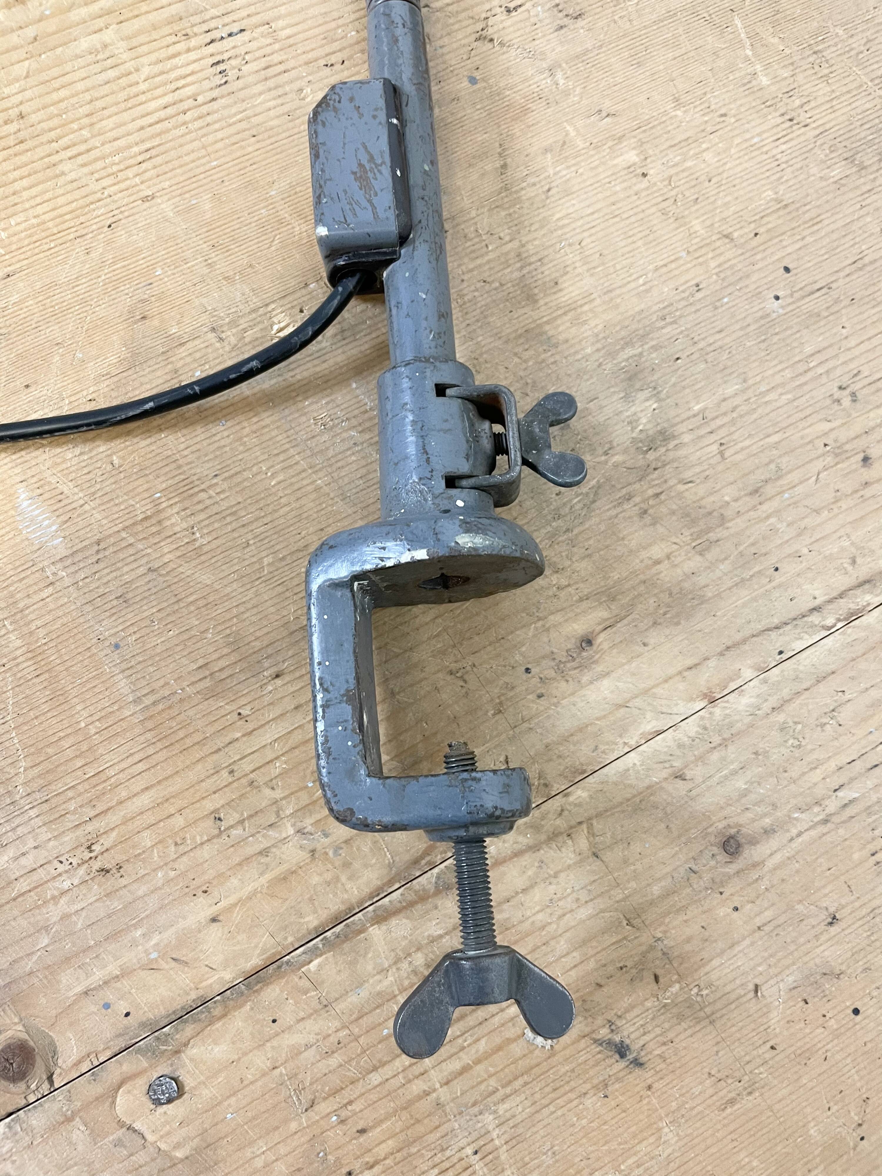 Industrial Grey Enamel Gooseneck Desk Lamp from Siemens, 1950s