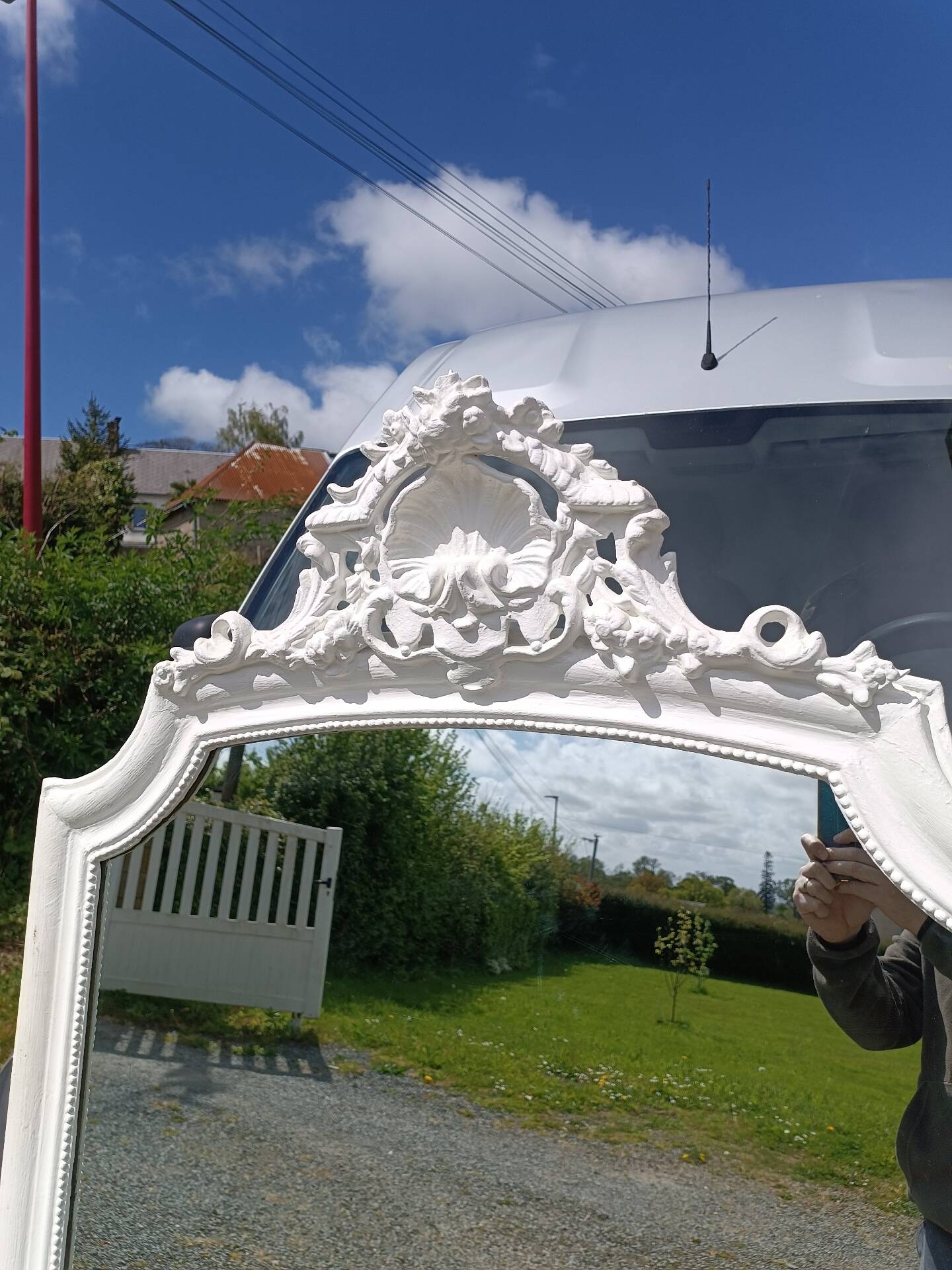 Miroir ancien à fronton 174/94 cm