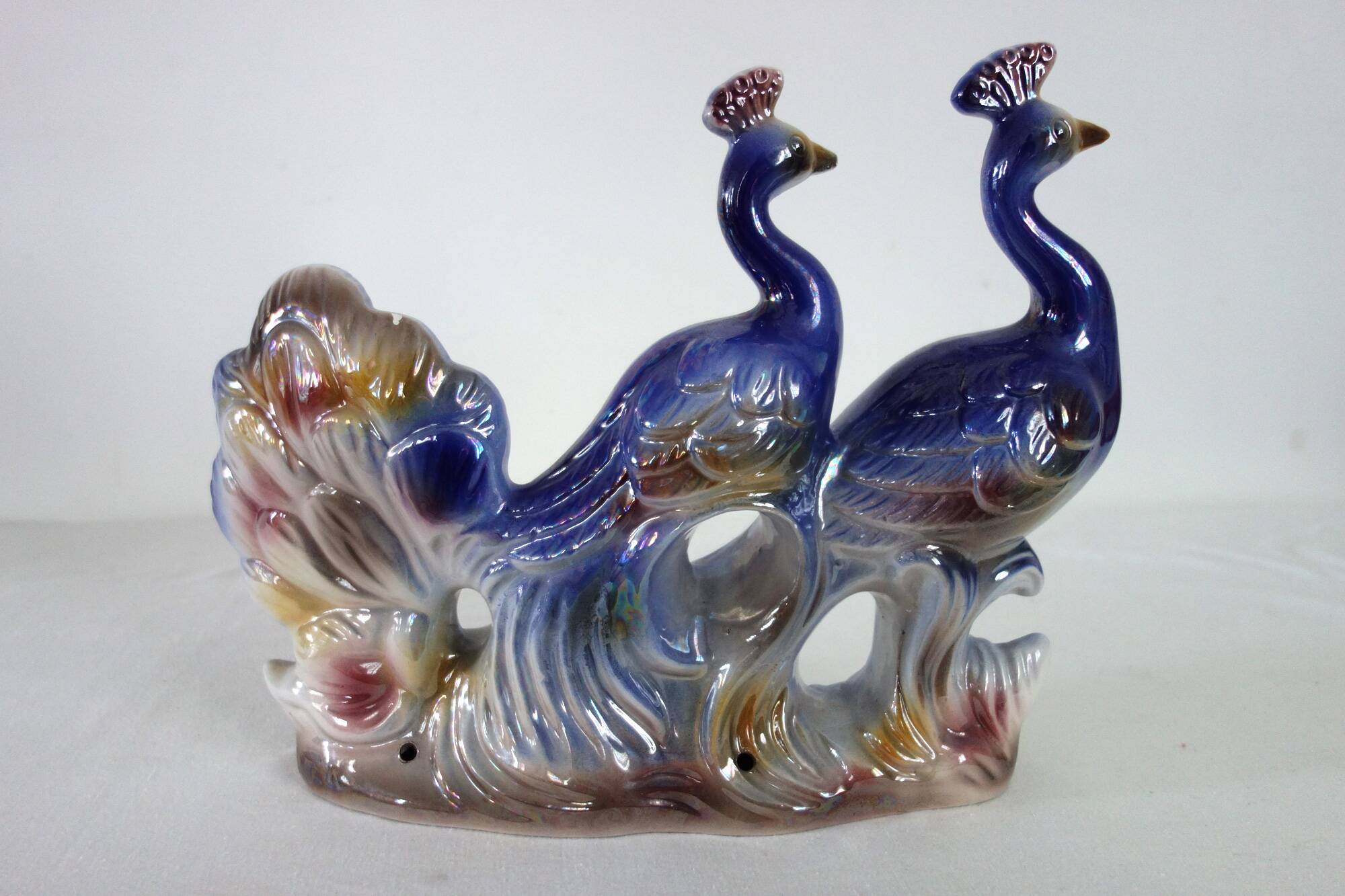 Italian ceramic sculpture 2 peacocks, 1960s